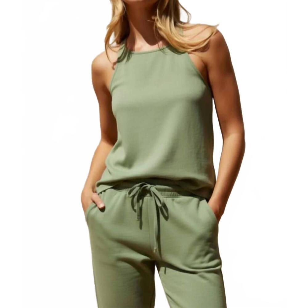 NEW CRESCENT nova back twist cupro tank in green